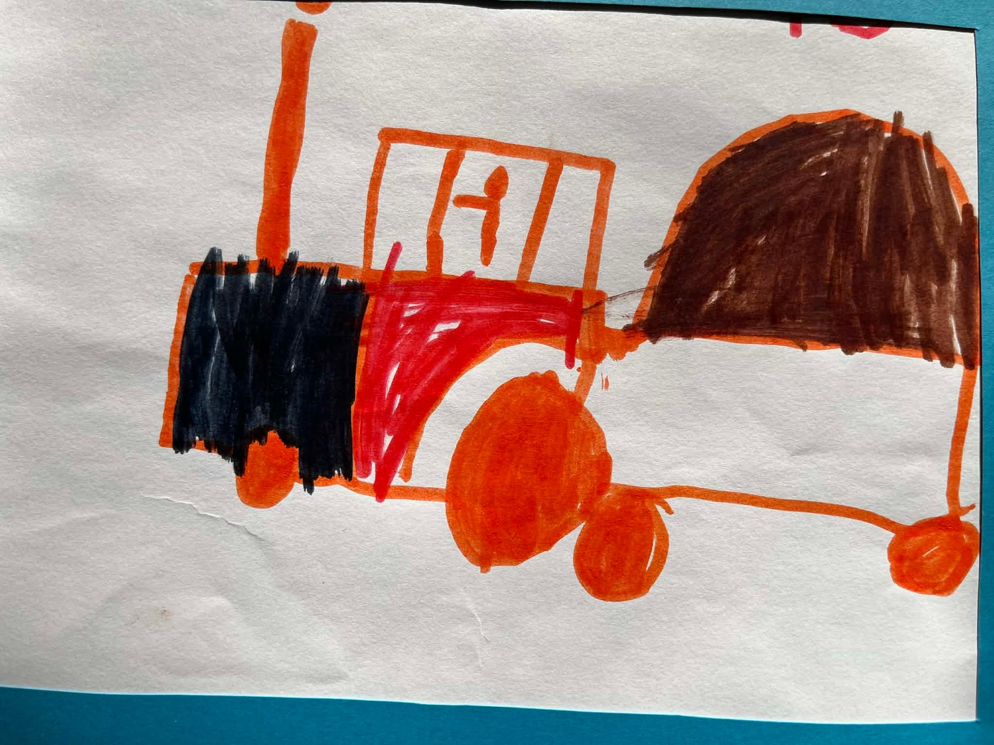 Child's drawing of a tractor